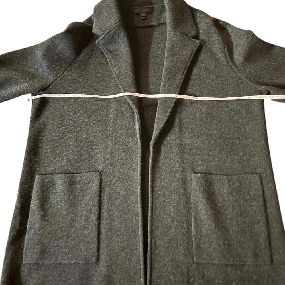 J. CREW WOMEN’S GRAY MERINO WOOL OPEN CARDIGAN SWEATER SIZE LARGE